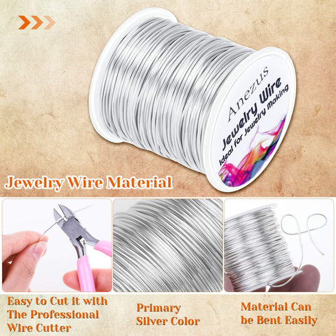 anezus 20 Gauge Jewelry Wire, 28 Yards Craft Wire Tarnish Resistant Copper Beading Wire for Jewelry Making Supplies and Crafting(Silver)...