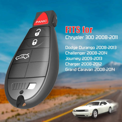 VOFONO 4 Button Key Fob Fit for 2008-2011 Chrysler 300, 2008-2014 Dodge Caravan, 2008-2013 Durango, 2009-2013 Journey, 2008-2012 Charger, 2008-201...