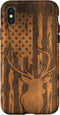iPhone X/XS Deer Buck with Flag on Wood-like Background Case...