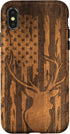 iPhone X/XS Deer Buck with Flag on Wood-like Background Case...