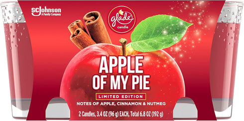 Glade Jar Candles, Fragrance Candles Infused with Essential Oils, Air Freshener Candles, Multiple Scents Available! (Apple of My Pie, 3.4oz- 2 Can...