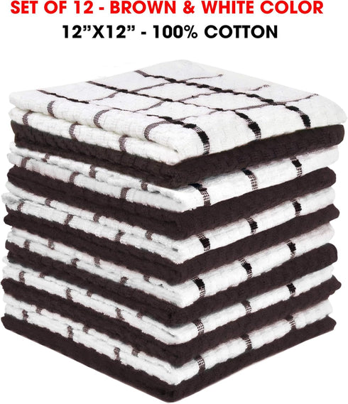 Dishcloths for Kitchen – 100% Cotton Terry – 12 Pack – 12 x 12 Inches – Soft Absorbent Dish Rags Wash Cloths – Cleaning Dish Towels – Small Kitche...