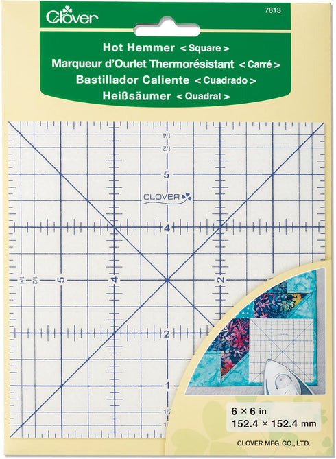 Clover Hot Hemmer Ruler 6"X6" - Square...