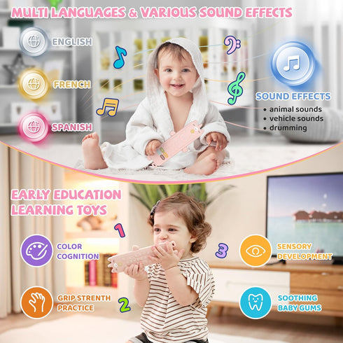 Baby Girl Toys - Baby Remote Control Toy with Unicorn Silicone Cover - Baby Musical Toys Toddler Toys with Realistic Play, Lights, and Sounds - 6,...