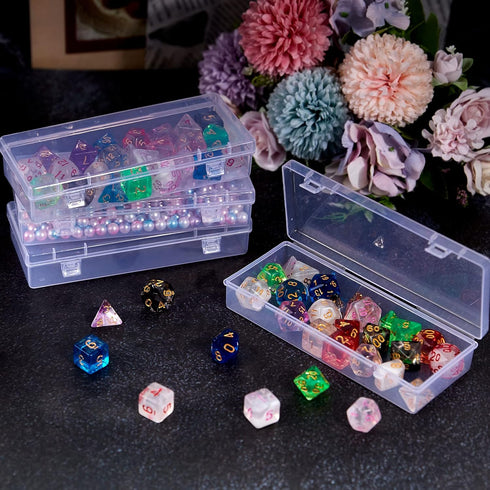 6 Pack Small Plastic Storage Containers with Hinged Lids, Rectangle Clear Plastic Boxes for Beads, Jewelry, Game Pieces and Crafts Items (6.1 x 2....