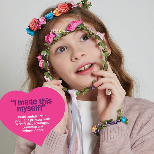 Flower Crown & Bracelet Making Kit for Kids - Crafts for Girls Ages 6-8 Years Old - Arts & Craft Birthday Gifts for Girl Age 6, 7, 8, 9, 10 Year O...