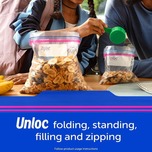 Ziploc Gallon Food Storage Bags, Stay Open Design with Stand-Up Bottom, Easy to Fill, 38 Count...