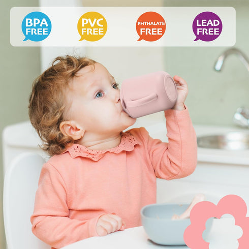 Leeleelon® Silicone Sippy Cups for Baby, Leak-Proof Sippy Cups for Baby & Toddler with Handles, Soft Spout Sippy Cup for Infants, 6+ Months, 6oz/1...