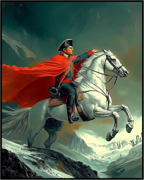 Posterizer 1 pcs-iconic Nepoleon era depiction of man on a battle horse 2-Men's Art Collection-Famous Figures Art Collection-Gift for Men, Man, Hu...