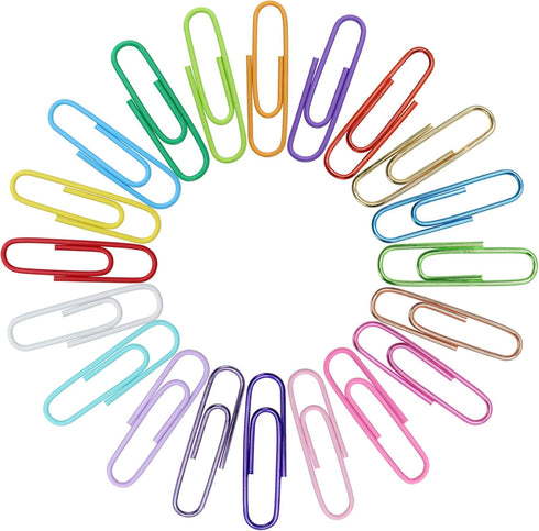 100pcs Paper Clips with Plastic Box of Paper Clips for Office Stationery 33mm Multicoloured I...