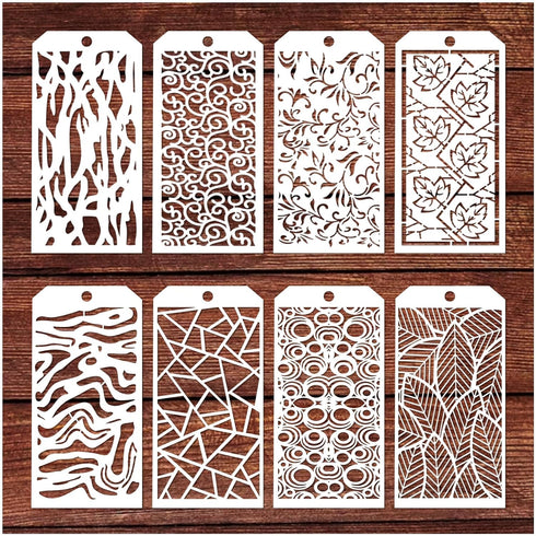 8 Pieces Stencils for Crafts, Vine Leaf Abstract Layering Stencils Mixed Media Texture Stencils for Painting on Card Making Canvas DIY Crafts Furn...