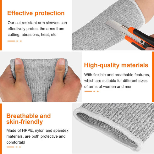 Neer 4 Pair Protective Arm Sleeves for Thin Skin Anti-Cut Burn Resistant Cover Forearm Sleeve for Cooking Construction(Gray, 7.9 Inch)...