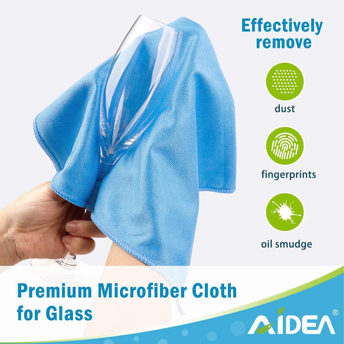 AIDEA Microfiber Glass Cleaning Cloths-8PK, Lint Free Streak Free Cleaning Towels, Quickly Clean Windows, Glass, Mirrors, Windshields, Stainless S...