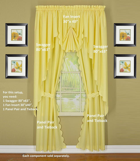 Today's Curtain, Orleans Scallop Curtain, Buttercup 63" Swagger Pair, 80" W x 63" L, Buttercup...