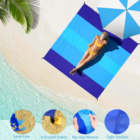 BYDOLL Beach Blanket 78''×81'' 4-7 Adults Oversized Lightweight Waterproof Sandproof Large Picnic Mat for Travel Camping Hiking Picnic(78" X 81", ...