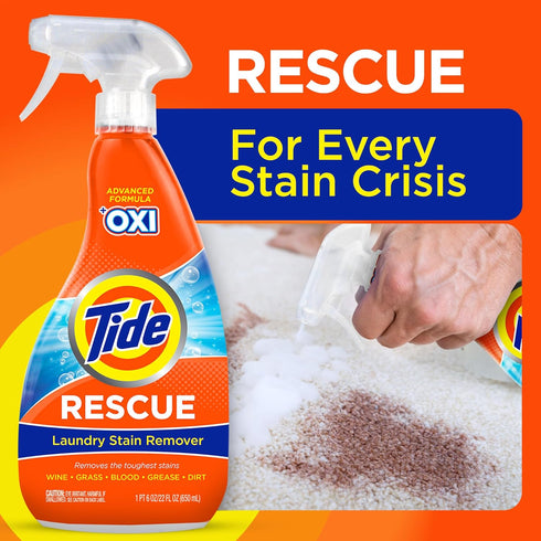 Tide Laundry Stain Remover with Oxi, Rescue Clothes, Upholstery, Carpet and more from Tough Stains, Stain Treater, Travel Essential Spray, 3 Oz (P...