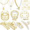 43 Pcs Gold Jewelry Set with 6 Pcs Necklace, 13 Pcs Bracelet, 20 Pcs Rings and 4 Pcs Hair Claw Clips Jewelry Set for Women Teens Gold Accessories ...