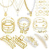 43 Pcs Gold Jewelry Set with 6 Pcs Necklace, 13 Pcs Bracelet, 20 Pcs Rings and 4 Pcs Hair Claw Clips Jewelry Set for Women Teens Gold Accessories ...
