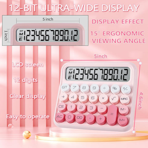 Mechanical Switch Calculator,Calculator Cute 12 Digit Large LCD Display and Buttons,Calculator with Large LCD Display Great for Everyday Life and ...