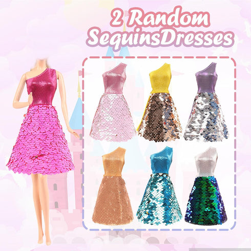 25 PCS Doll Clothes for 11.5 inch Girl Doll Including 3 Flower Dress 2 Seqien Dress 3 Casual Wear 2 Fashion Dress 2 Swimwear 10 Pair of Shoes Birt...