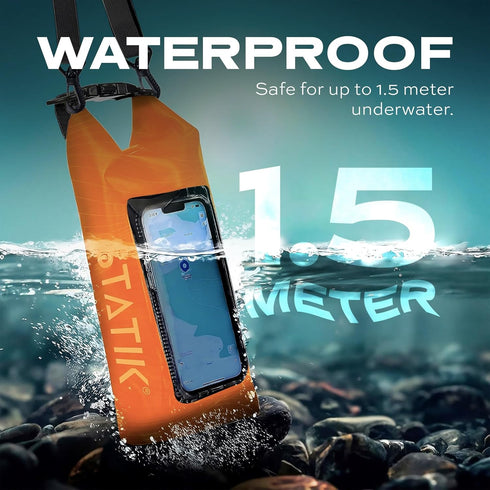 Statik MarCase Waterproof Dry Bag 2L - IPX8 Roll Top Small Waterproof Bag, Touchscreen Phone Window & Light Reflective Stripes, Boating & Kayak Ac...