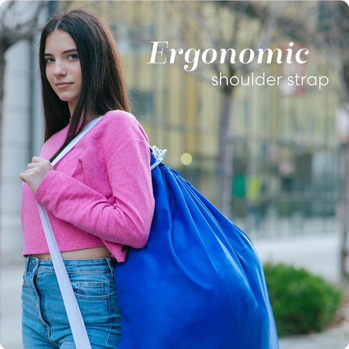 Handy Laundry Shoulder Strap Bag - Drawstring Locking Closure, Durable Nylon Material, Large Capacity, Heavy Duty Stitching, Perfect for Laundroma...