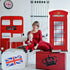 English Phone Booth Door Cover, Large Fabric Red Telephone Box Door Cover Home Jointed Phone Box Decor Banner for Photo Backdrop British Internati...