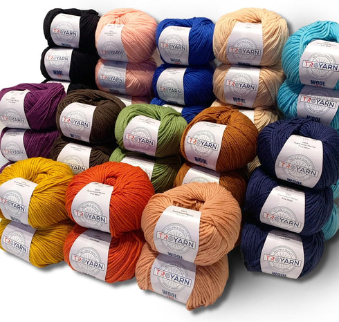 Wool 125 (2- Skeins Pack) 100% Superwash Merino Fine Wool Light Worsted Weight #3 Soft Knitting and Crochet Yarn for Crocheting and Knitting (2 x ...