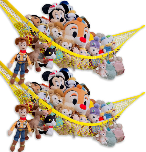 Stuffed Animal Hammock for Plushie Toys | Corner Hanging Storage Net for Organizing your Teddy and Stuffy Collection | (Net 2 Packs, Buttercup Yel...