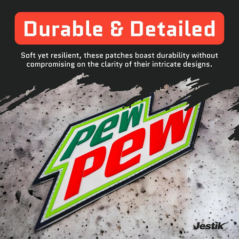 Pew Pew Creative Humor Military Tactical Morale Patch - Funny Tactical Patches, PVC Rubber Hook & Loop Fastener, Patches for Backpacks, Military U...