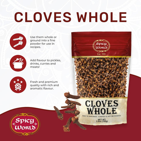Whole Cloves 3.5 Oz Bag - Great for Foods, Tea, Pomander Balls, and even Potpourri - by Spicy World...