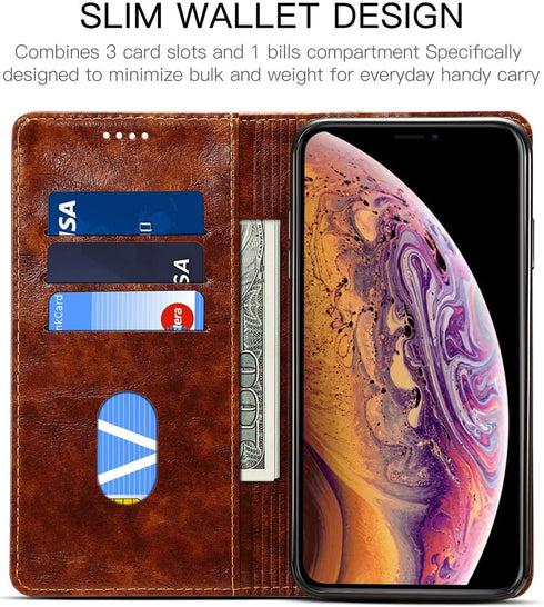 SINIANL iPhone XR Case, Leather Wallet Folio Case Book Design Flip Cover with Stand and ID Credit Card Slot Magnetic Closure for iPhone XR 6.1 inc...