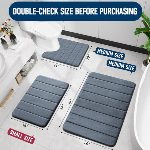 Colorxy Memory Foam Toilet Rug U-Shaped 24x20, Ultra Soft and Absorbent Bathroom Rugs, Non-Slip Toilet Bath Mat, Machine Wash Dry, Contour Bath Ru...