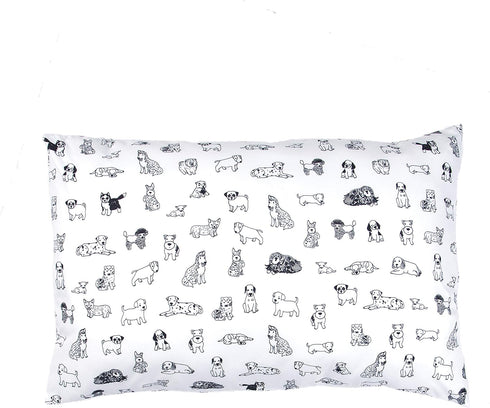 3-Piece Dog Sketch Bed Sheet Set for Boys & Kids - 1 Twin Flat and 1 Twin Fitted Sheet, Queen Pillowcase, Soft Brushed Microfiber Smooth Durable P...