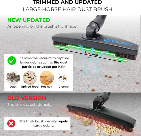 Upgraded Hardwood Floor Attachment with Horse Hair Soft Bristles & Flexible Brush Head for Vacuum Cleaners using 1 ¼'' (1.25inch) (32mm) Accessori...