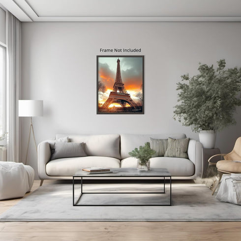 Posterizer 1 pcs-Eiffel tower inspired sunset glow photo 1-Landscape & Nature Art-Photography Art-Decor for Home & Office- unframed wall art...