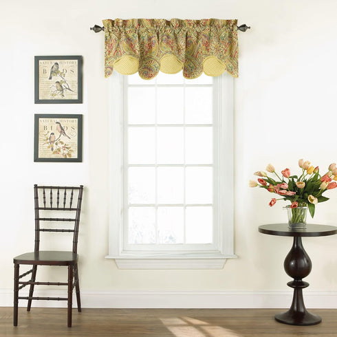 Waverly Swept Away Modern Farmhouse Rod Pocket Valance for Windows in Bedroom, Kitchen, or Living Room, 60" x 18", Berry...