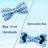 Dog Collar, Blue Print Adjustable Dog Bow Collar Boy Pet Collar Dog Bowtie Duarble Dog Collars for Small Medium Large Dogs...