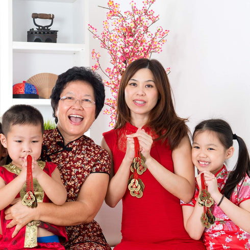 Boao Chinese Fortune Coins Feng Shui I Ching Good Luck Coins Traditional Brass New Year Favor with Red String for Wealth and Success, 5 Styles(20 ...