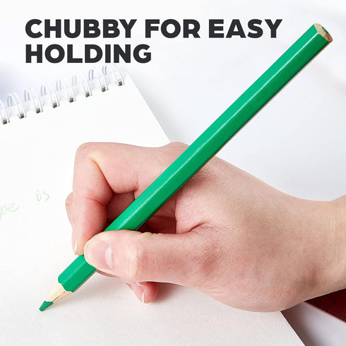 Chunky Kids Colored Pencils 15 Piece - Jumbo Chubby Easy Holding - Easy to Hold Draw Kids with Pencil Pouch, Mini Eraser, Pencil Sharpener Full 18...