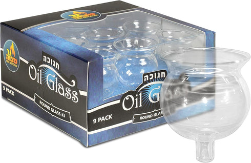 Ner Mitzvah Hanukkah Menorah Glass Oil Cups - Elegant Holders for Oil for Shabbos and Chanukah – Durable Quality, Long-Lasting - Size #3 (9-Pack)...
