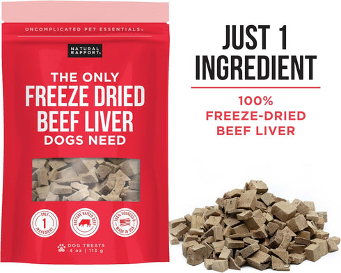 Natural Rapport Beef Liver Dog Treats - The Only Freeze Dried Beef Liver Dogs Need - Grain-Free Beef Bites, Dog Treats for Small and Large Dogs (4...