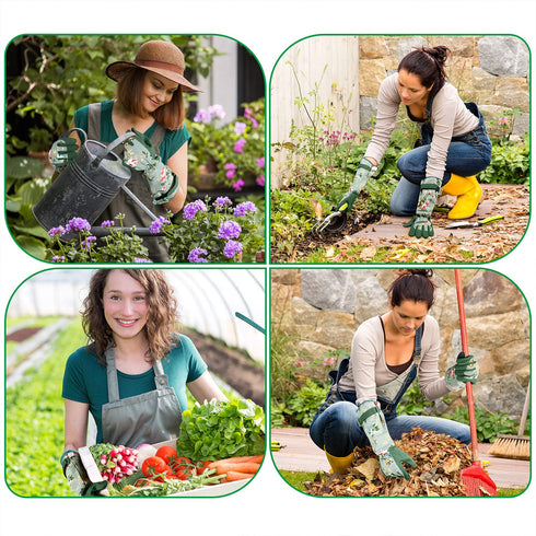 WANCHI Gardening Gloves, Durable and Comfortable Women's Long Garden Gloves for Gardening Work and Yard Work, Leather Gardening Gloves for Women, ...