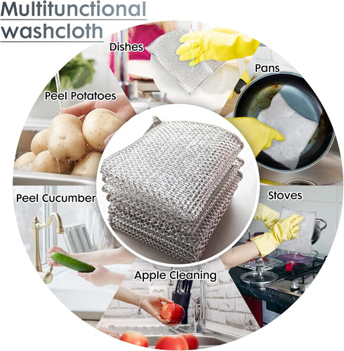 Non Scratch Wire Dishcloth, 5 Pack Multipurpose Soft Wire Dishwashing Rag Dish Rags for Washing Dishes, Non-Stick Cookware, Scrubs & Cleans for Si...