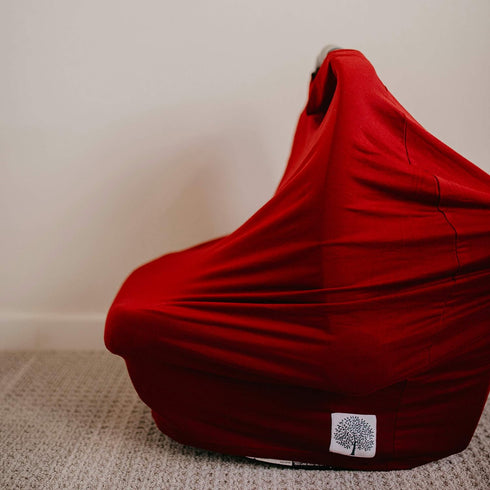 Parker Baby 4 in 1 Car Seat Cover for Girls and Boys - Stretchy Carseat Canopy, Nursing Cover, Grocery Cart Cover, High Chair Cover - “Cherry”...