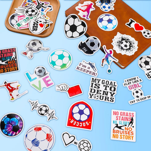 50 Pcs Soccer Stickers, Sports Stickers Bulk Soccer Party Favors Decorations Soccer Goodie Bags Soccer Gifts for Fans Teams, Waterproof Stickers f...