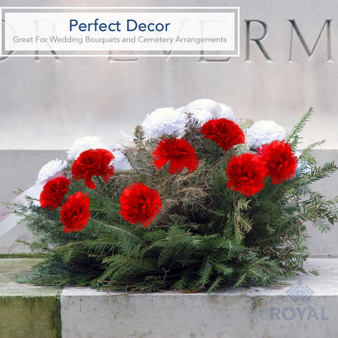 Royal Imports Artificial Carnations, Silk Faux Flowers, for Funeral Arrangements, Wedding Bouquets, Cemetery Wreaths, DIY Crafts - 100 Single 5" S...