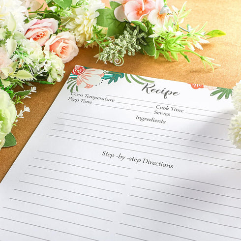 50 Sheets Recipe Paper Full Size Recipe Refill Pages 8.5 x 11 Inch Recipe Cards for Recipe Binder Book...