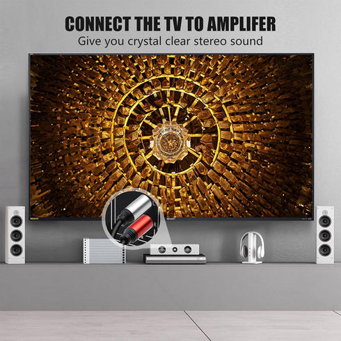 Tan QY 2RCA to 2RCA Cable 20Ft, Gold-Plated 2 RCA Male to 2 RCA Male Stereo Audio Cable for Home Theater, HDTV, Gaming Consoles, Hi-Fi Systems (20...