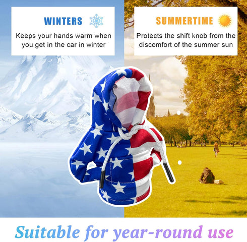 Car Gear Shift Cover, Fashionable and Funny Car Gear Shift Hoodies Cover, Winter Warm Gear Shift Knob Cover Sweater Shirt (Flag Left & Right)...